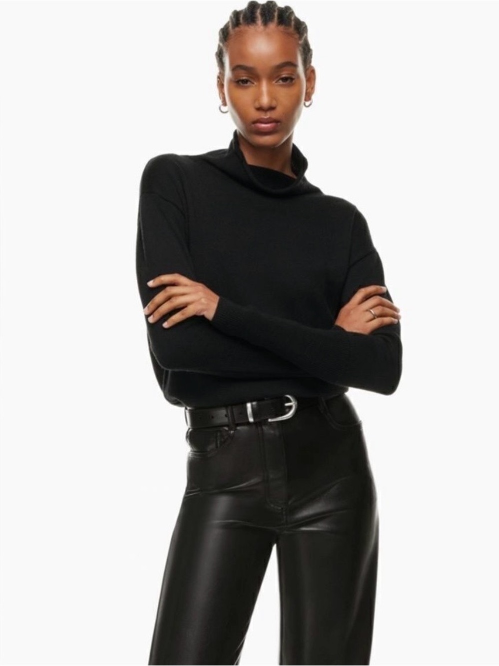 Aritzia Wilfred Cyprie Mock Neck 100% Merino Wool Sweater